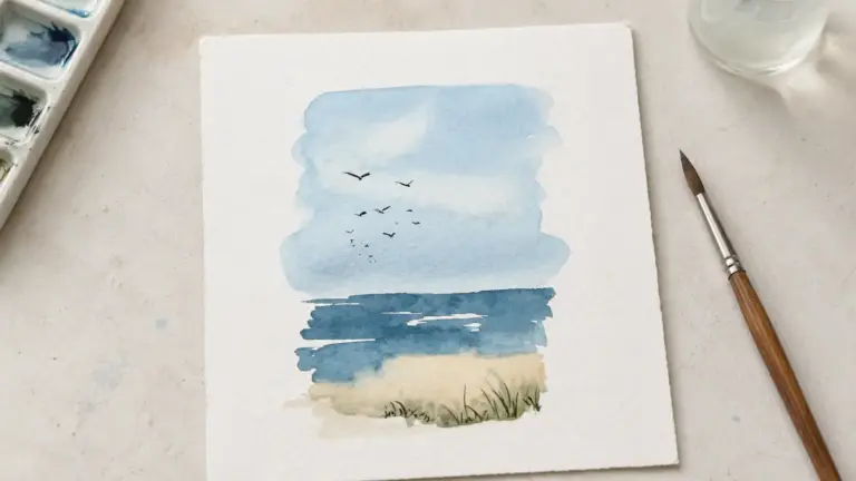 Easy Watercolor Beach Painting for Beginners