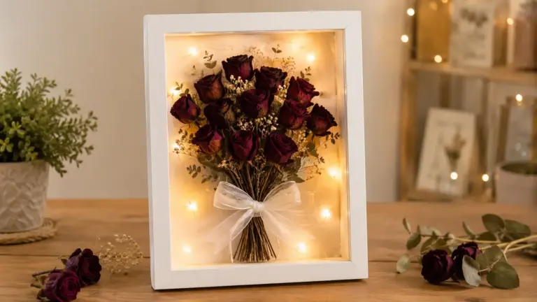 How to Make a Dried Rose Shadow Box Frame With Fairy Lights